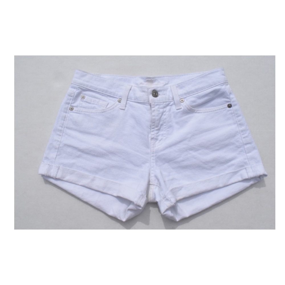 7 For All Mankind Rolled Up White Shorts